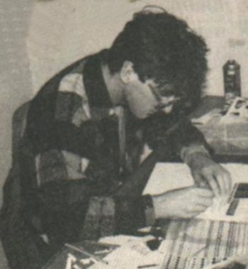 Up in 'Art'. Gordon Druce is seen hard at work laying out a page of ZZAP! (they all work hard up in 'art' - they have to because David Western's office is just round the corner and they don't like being frightened)